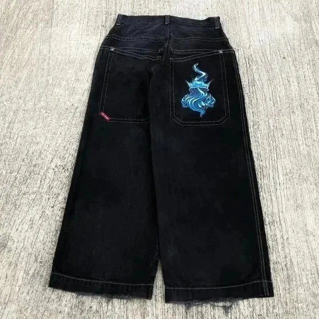 Big Boy Jeans Loose-fit cartoon embroidered — N17 Black