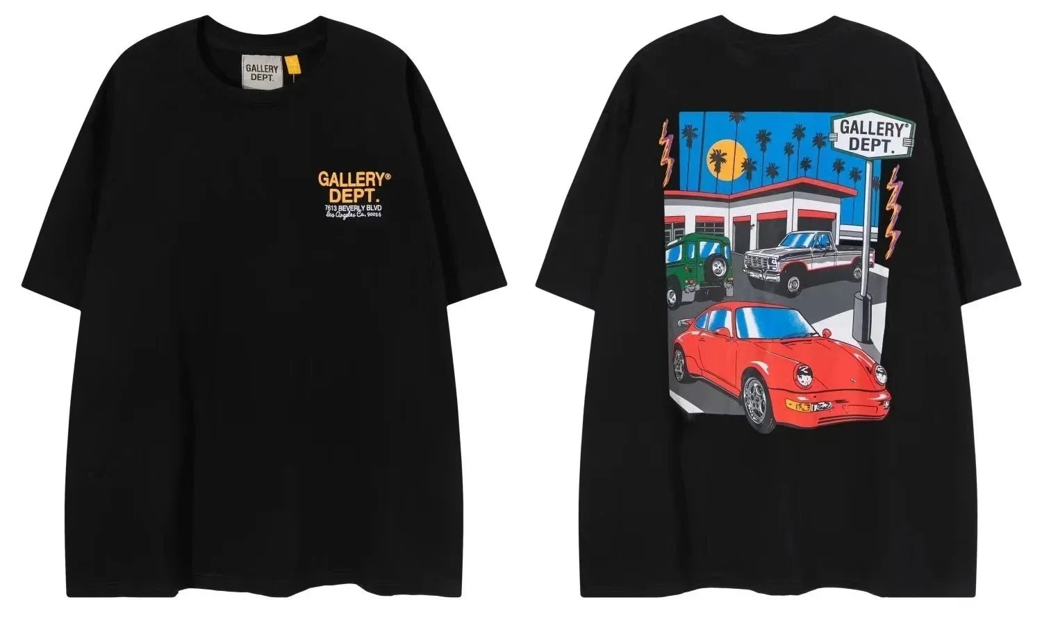 Gallery Dept. Graphic Print Black Off White Olive Green Oversized T-Shirt