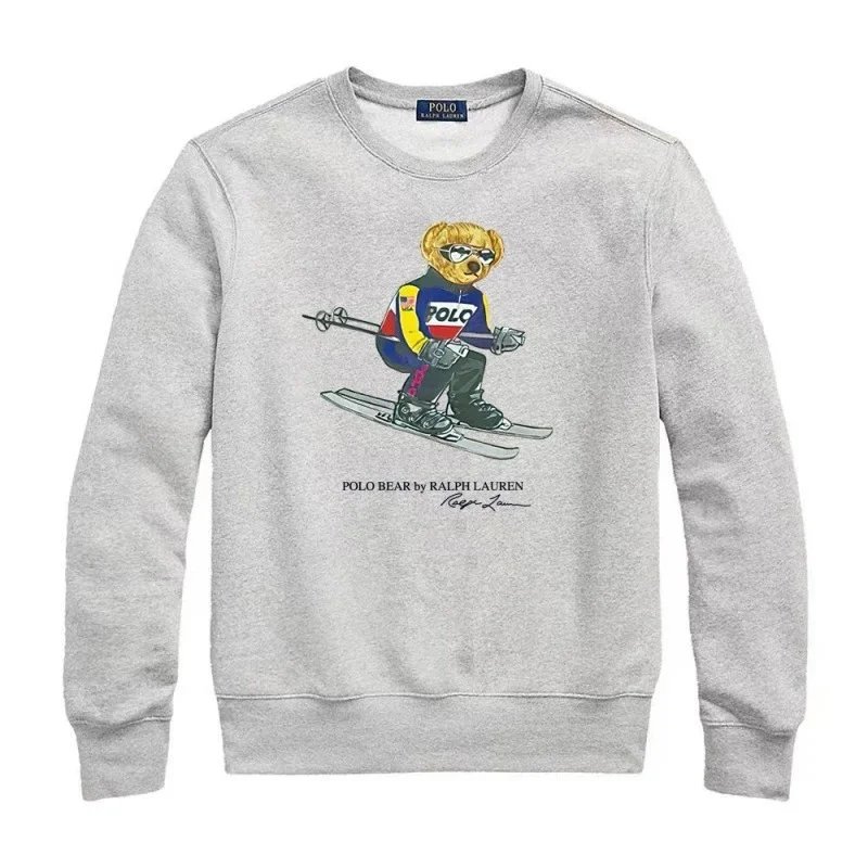 Polo Ralph Lauren Bear Graphic Navy Gray Cream Crewneck Sweatshirt