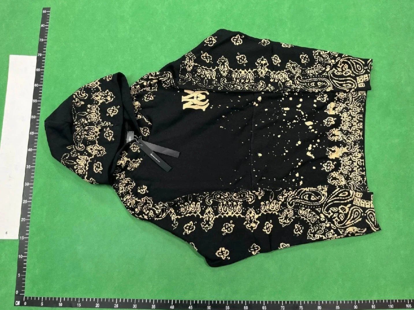 Amiri Hooded Sweatshirt Black Gold Paisley Splatter