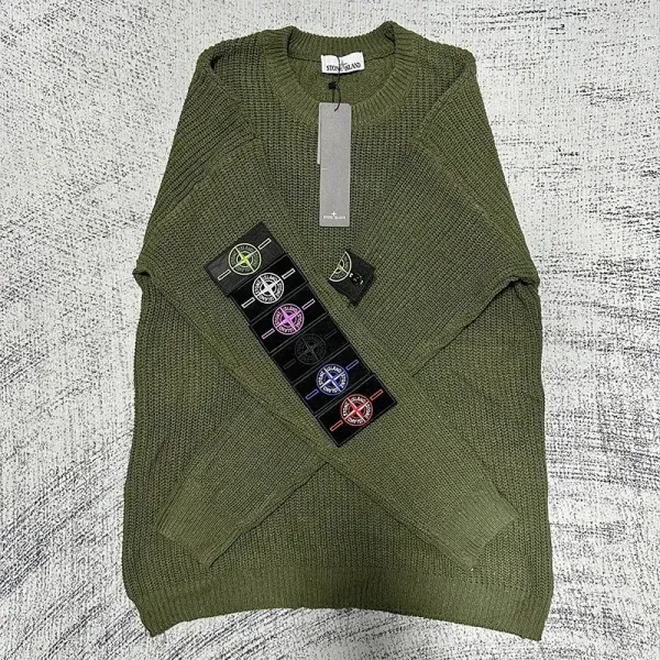 Stone Island Ribbed Knit Sweater Army Green - 1