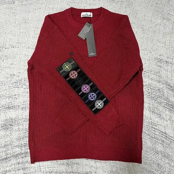 Stone Island Ribbed Crewneck Sweater Burgundy - 1