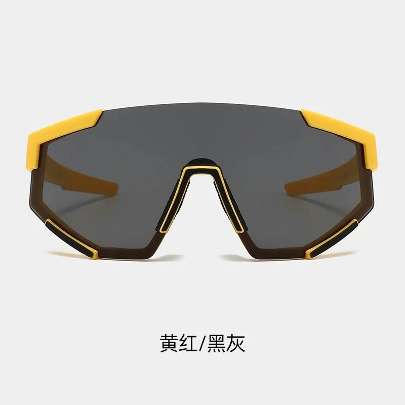 Shield-Style Sport Sunglasses Yellow / Black Gray