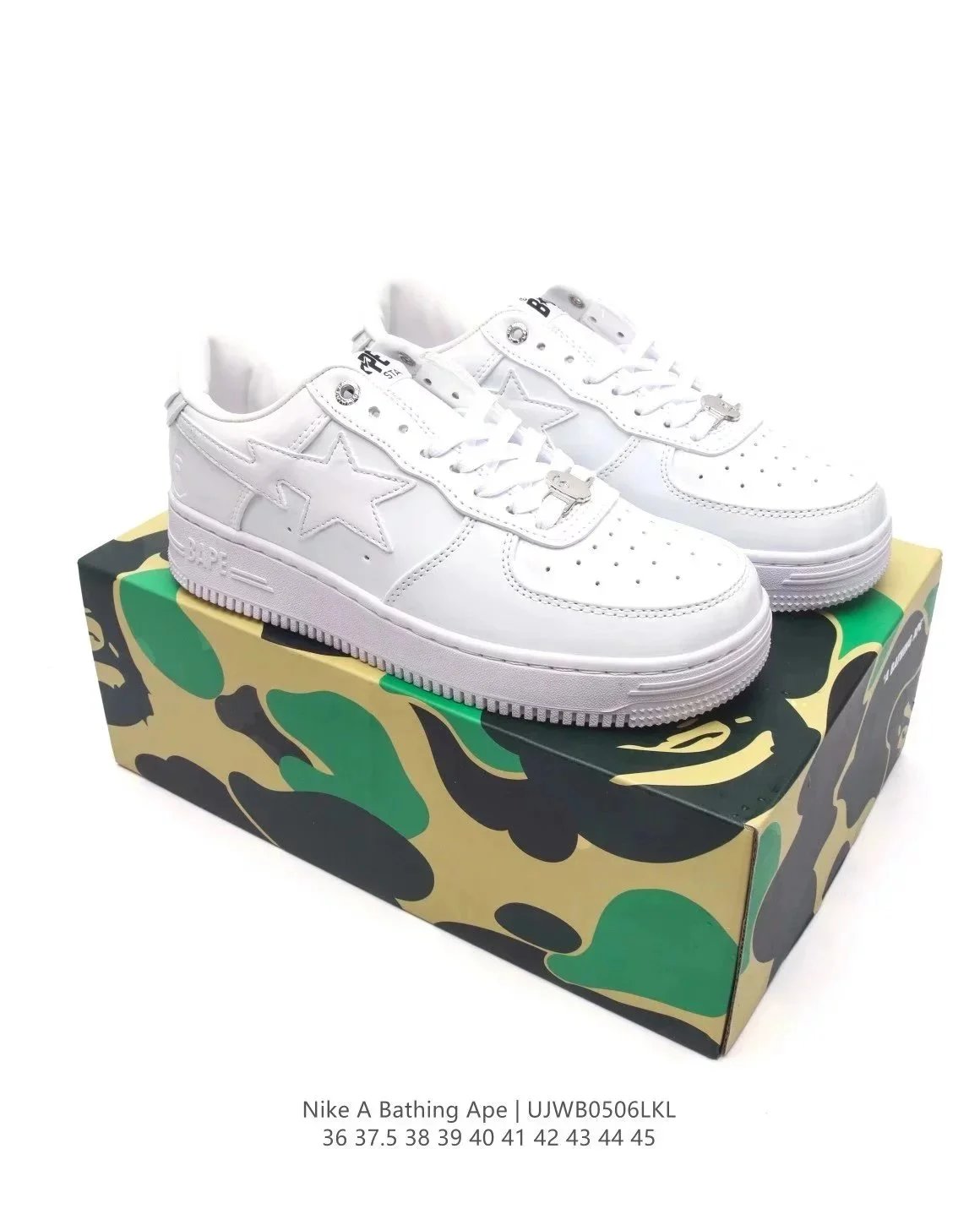 A Bathing Ape Nike Air Force 1 White Star Logo Sneakers