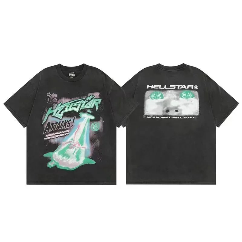 Hellstar Graphic Print Black Red White Purple Light Blue Streetwear T-Shirt