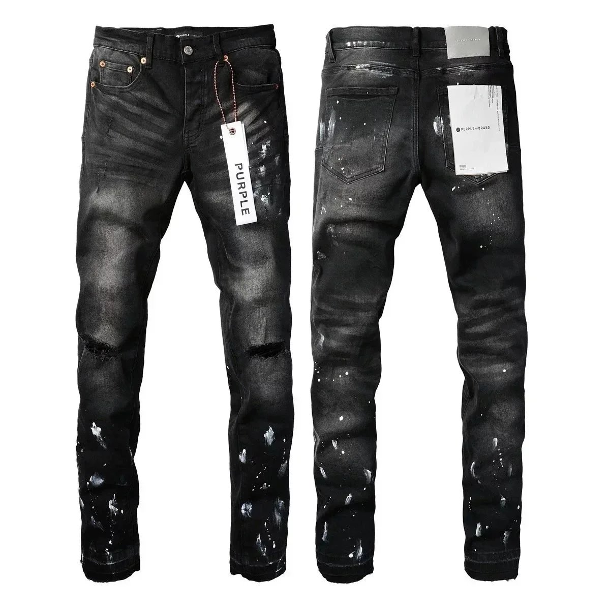 Purple Brand Purple Brand Paint Splatter Slim Fit Jeans Black
