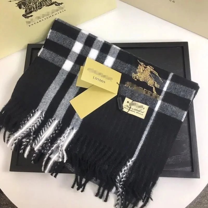 Burberry Classic Check Scarf in Black and White Black