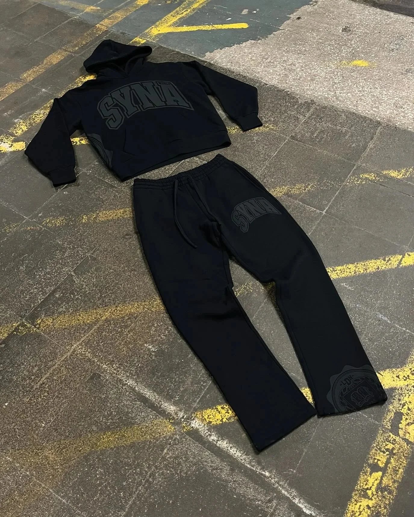 SYNA Hoodie And Jogger Set Black Gray White Blue Colorblock Sportswear