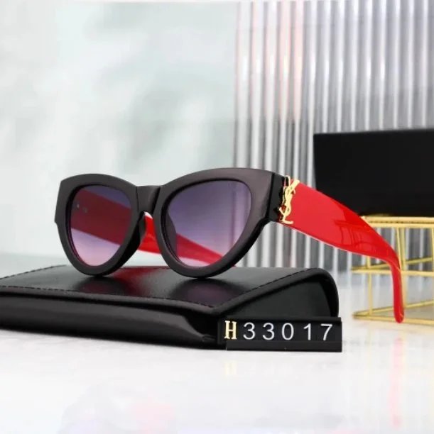 Saint Laurent Cat-Eye Sunglasses with Red Arms Black