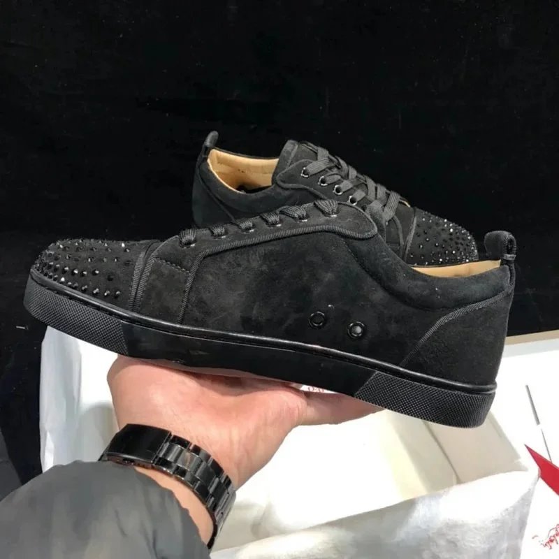 Christian Louboutin Christian Louboutin Black Suede Low-Top Sneakers with Rivets Black