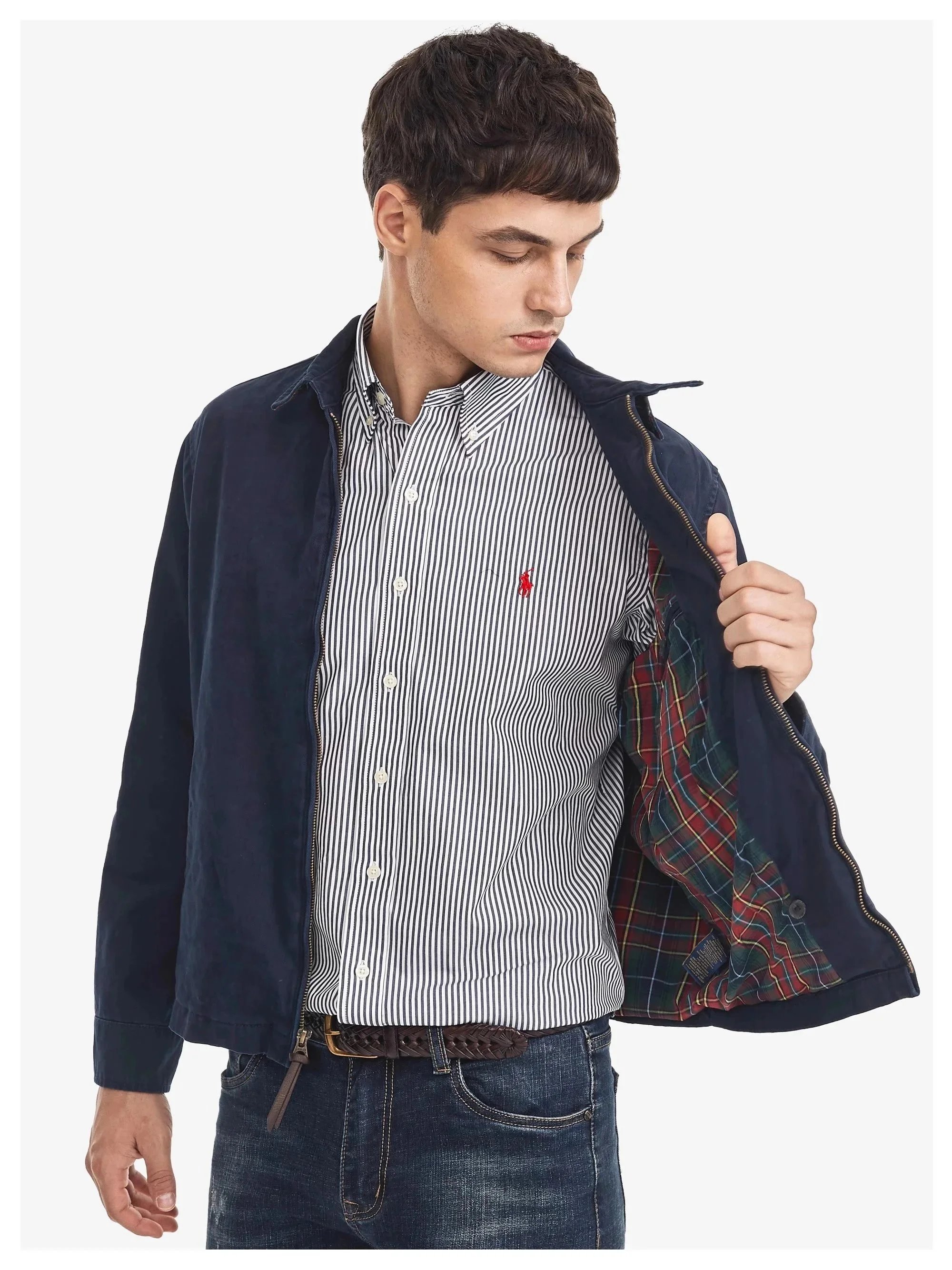 Polo Ralph Lauren Classic Fit Zip-Up Jacket Beige Navy Black Burgundy Collar Casual