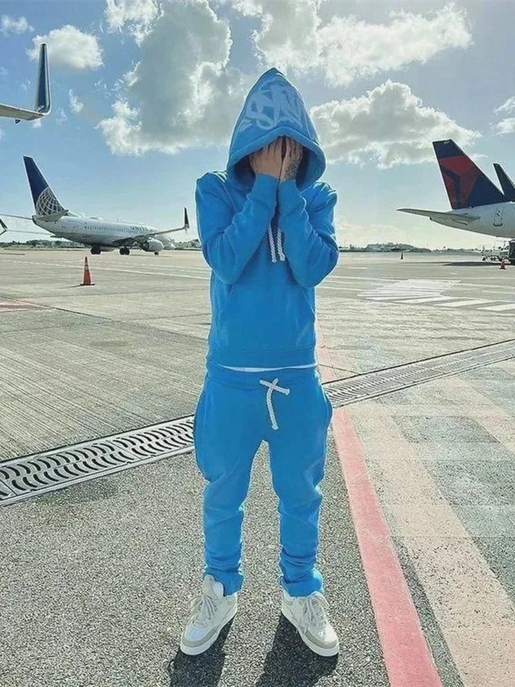 Graffiti Logo Hoodie and Jogger Set Gray Blue Olive Red Black Streetwear