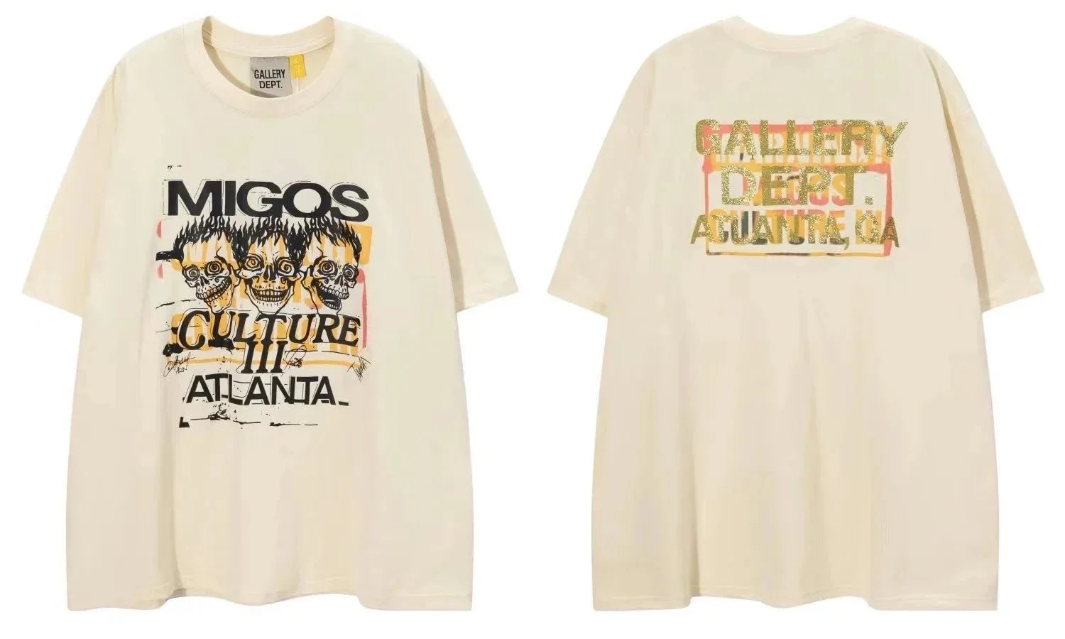 Gallery Dept. Graphic Print Black Off White Olive Green Oversized T-Shirt