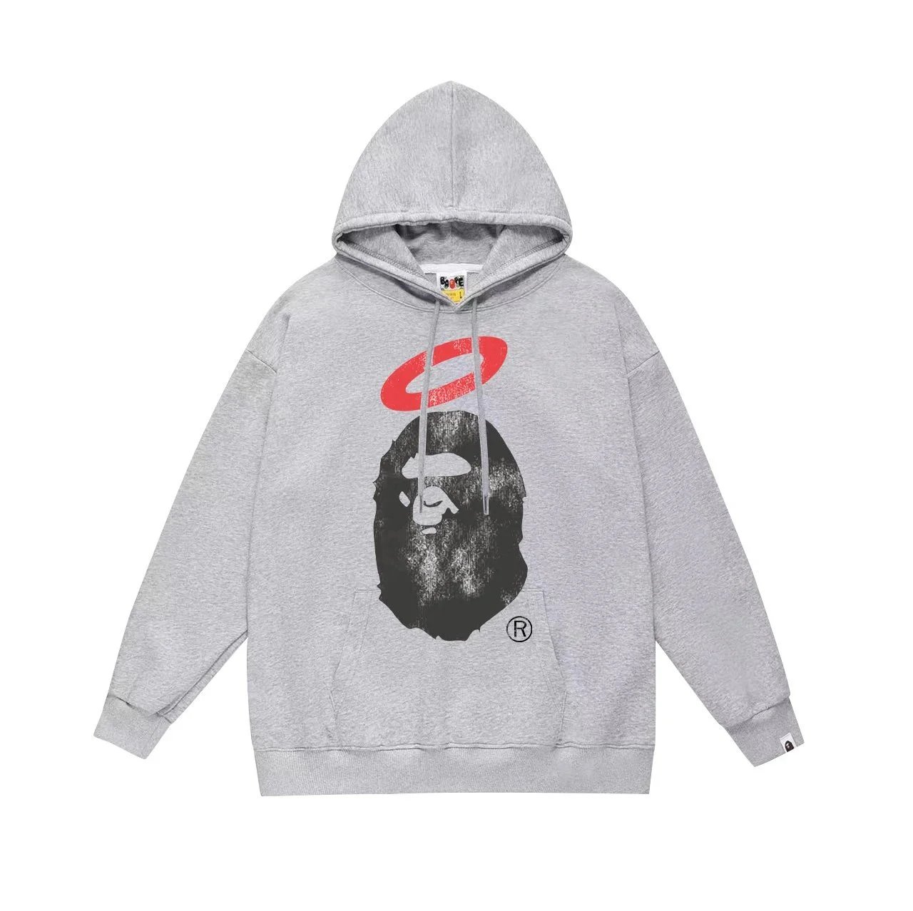 A Bathing Ape x Bapesta Flame Ape Head Hoodie Gray - 4