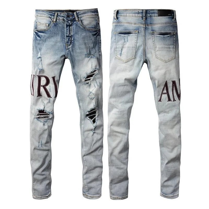 Armani Armani Jeans Slim Fit Distressed Denim Pants in Light Blue Blue