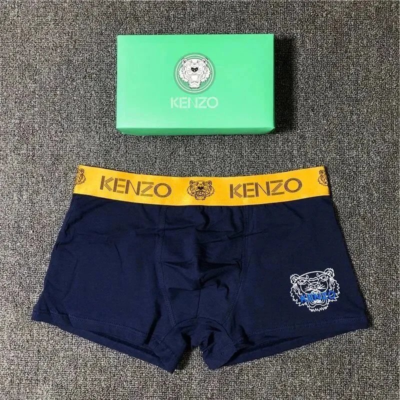 Kenzo Tiger Logo Yellow Waistband Cotton Boxer Briefs