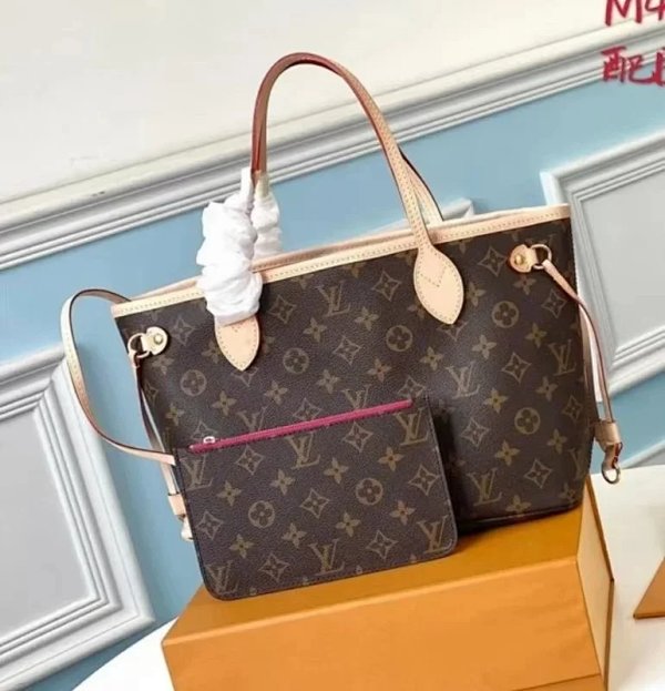 Louis Vuitton Neverfull MM Monogram Canvas Brown Tote Bag with Pochette product listing in Litbuy spreadsheet finds