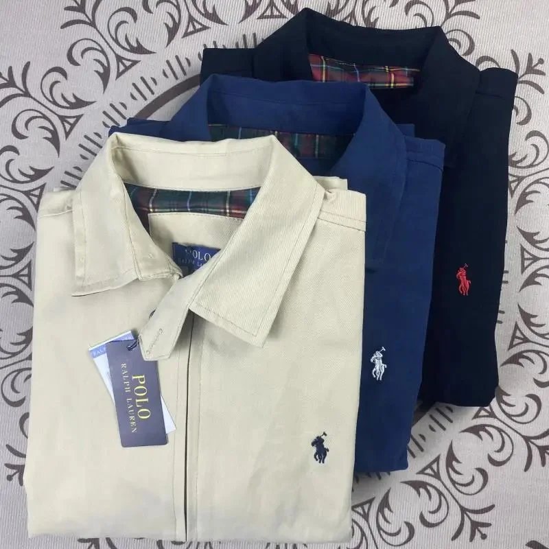 Polo Ralph Lauren Classic Fit Zip-Up Jacket Beige Navy Black Burgundy Collar Casual