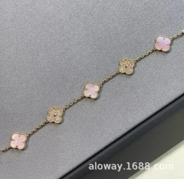 Van Cleef & Arpels Alhambra Pink Mother-of-Pearl Five Motif Bracelet - 1