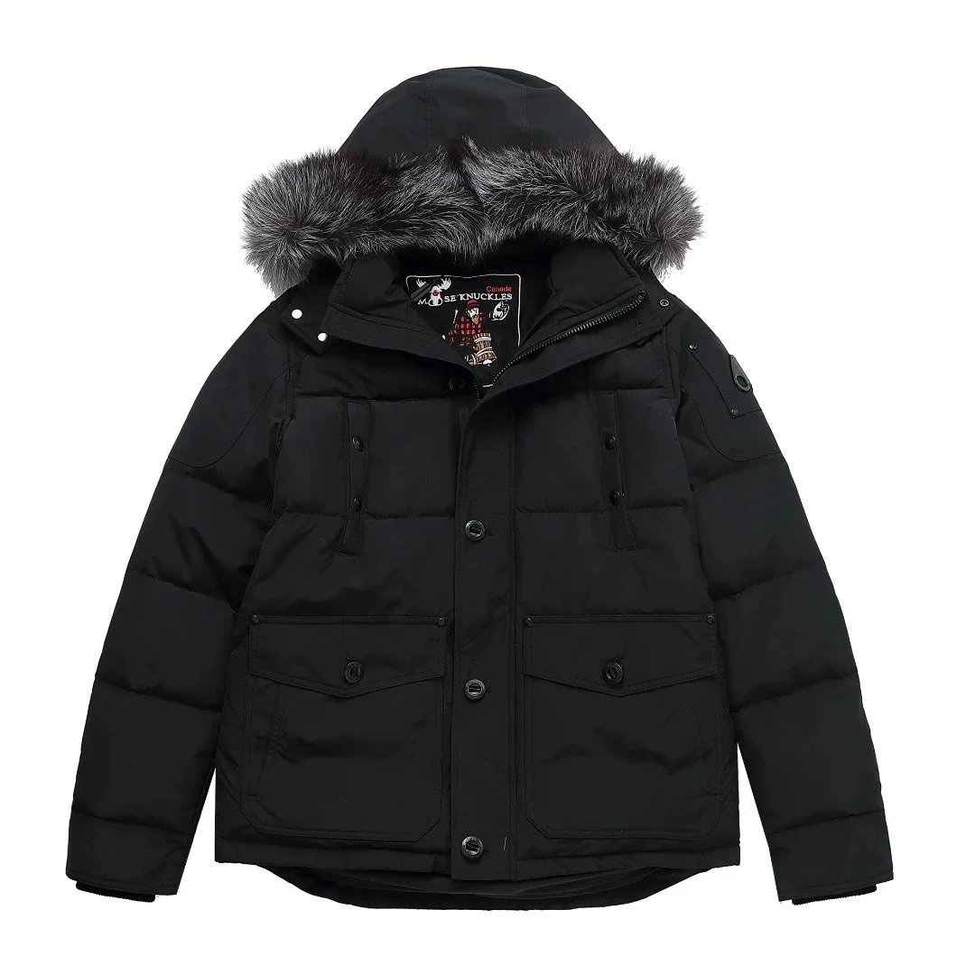 Moose Knuckles Moose Knuckles Black Fur Trim Parka Jacket Black