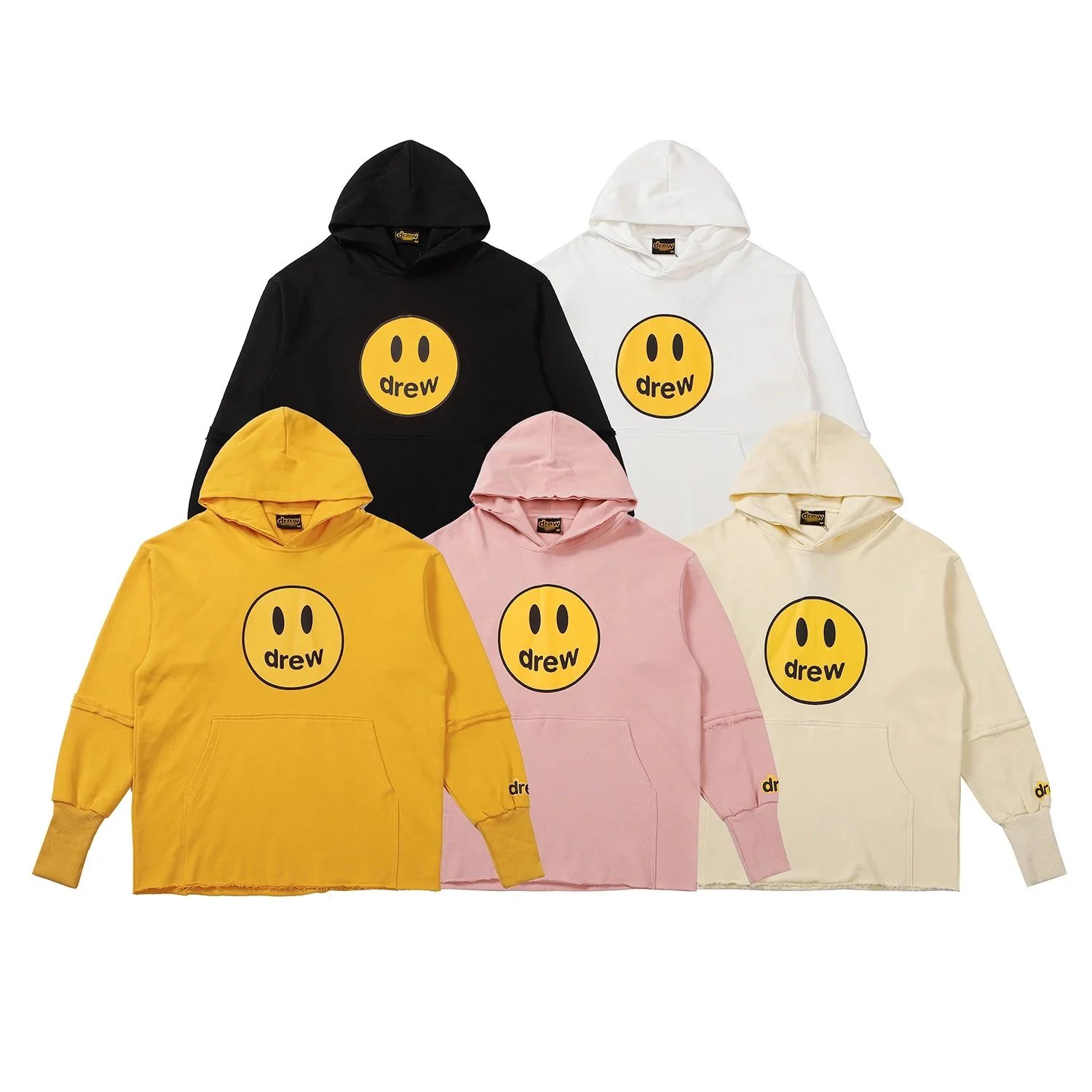 Drew House Drew House Smiley Face Hoodie - Yellow/Black/White/Pink/Cream Yellow