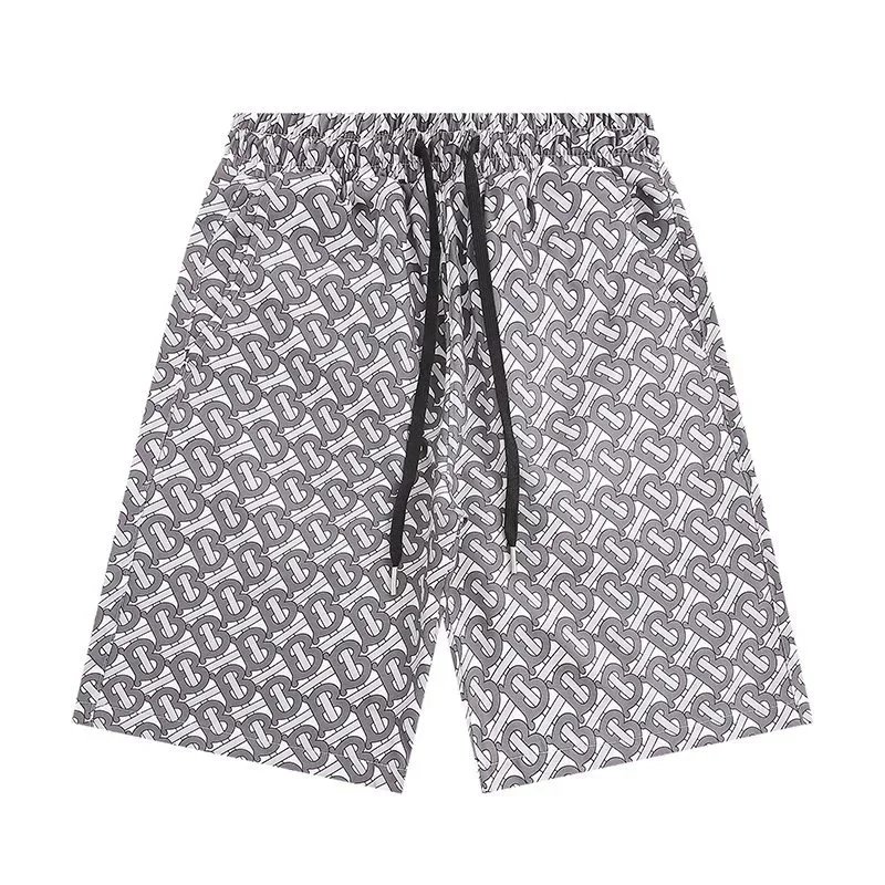 Burberry Check Navy Beige Striped Swim Trunks