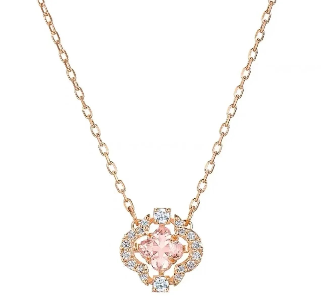 Swarovski Swarovski Dancing Crystal Necklace in Rose Gold with Pink Crystal Pink