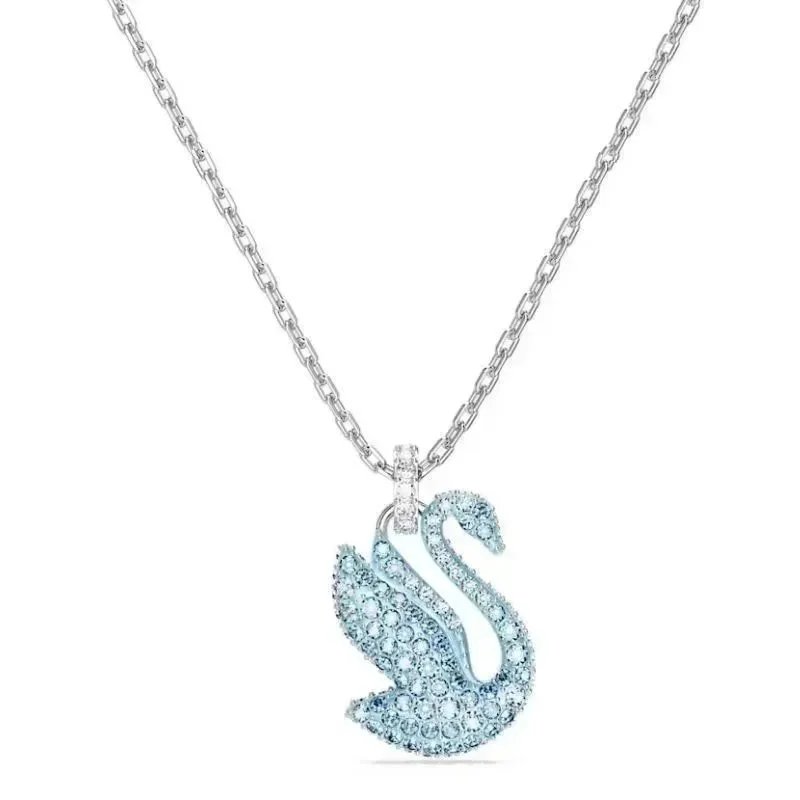 Swarovski Swarovski Swan Pendant Necklace in Light Blue Crystal Blue