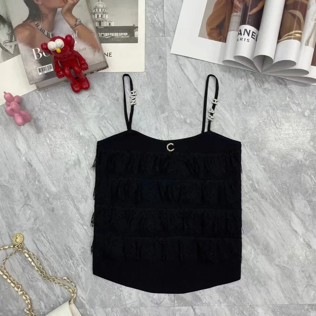 Chanel Chanel Black Fringe Camisole Top Black