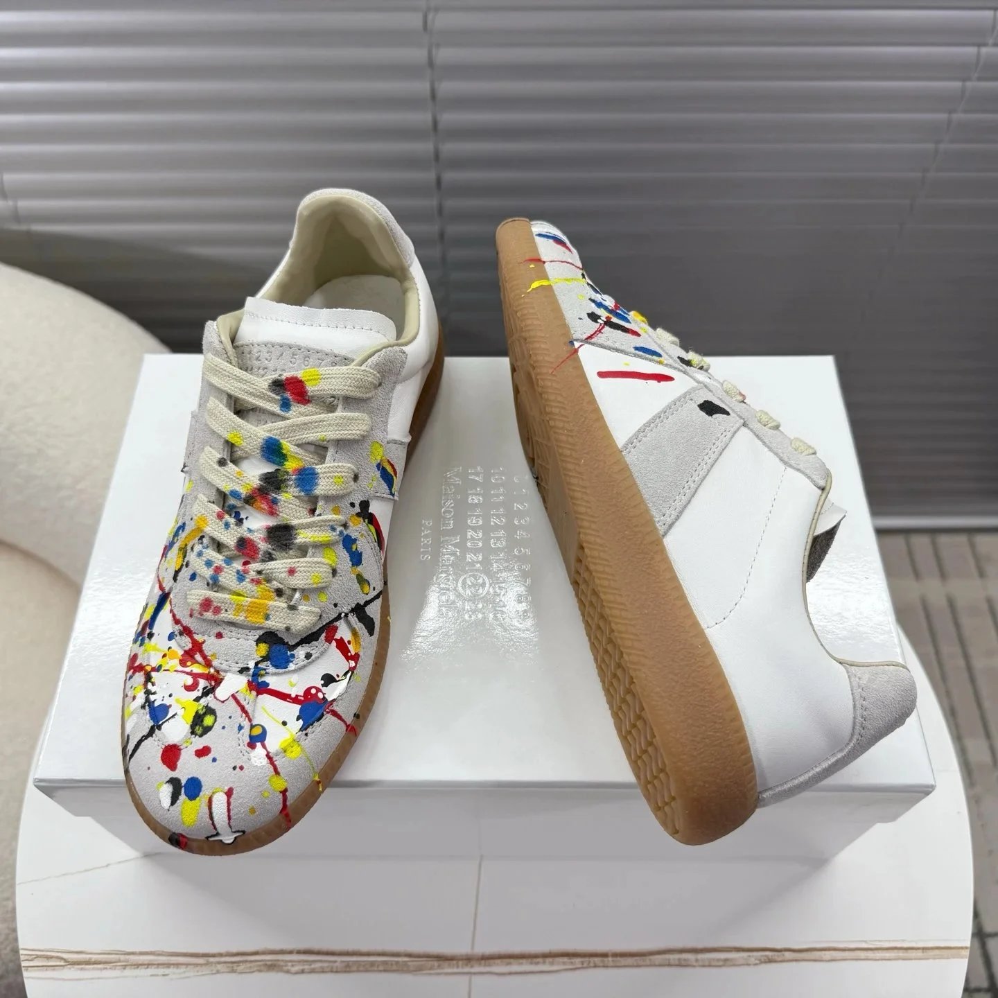 Maison Margiela Maison Margiela Paint Splatter Sneakers White