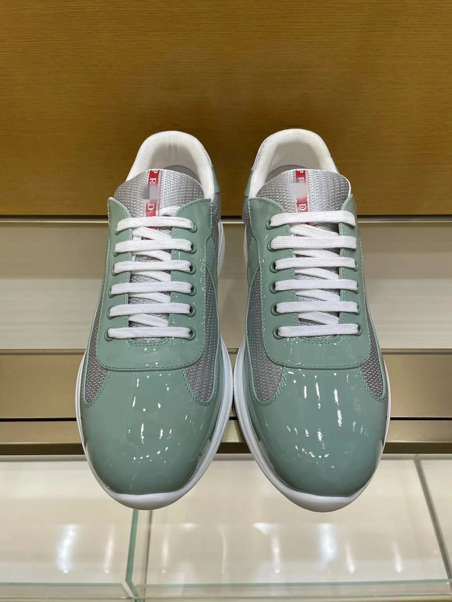 Prada Linea Rossa Red Silver Mesh Sneakers