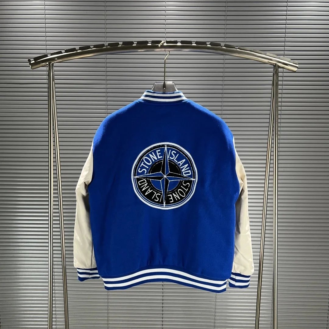 Stone Island Varsity Jacket Black White Casual