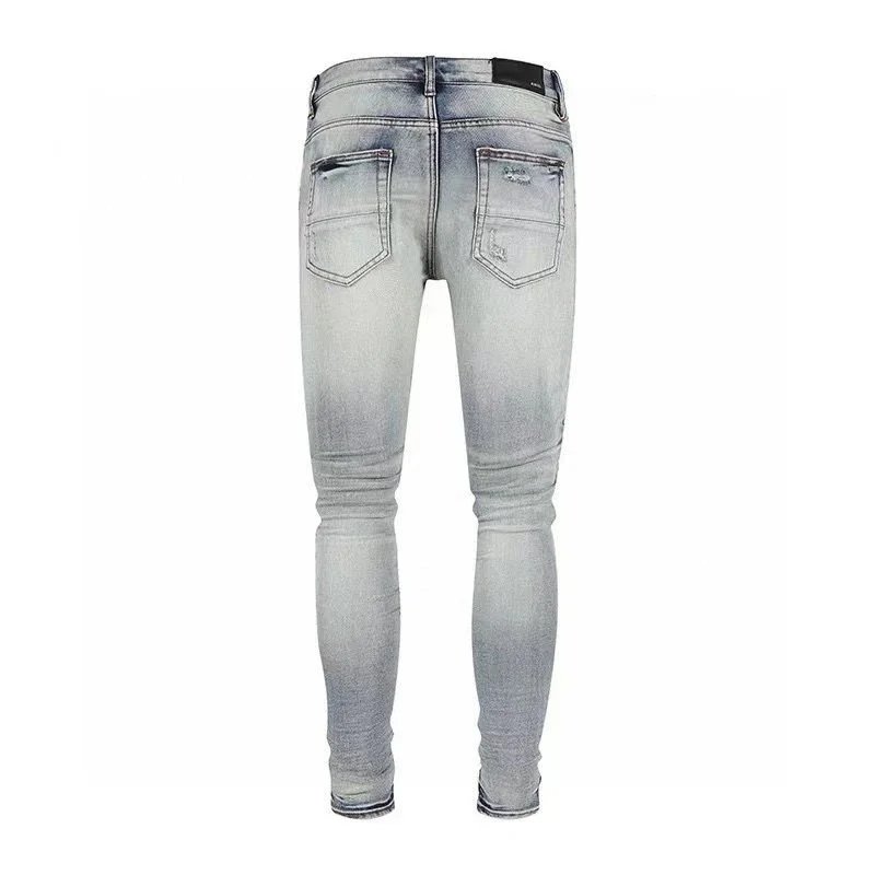 Distressed Light Blue Slim Fit Ripped Jeans