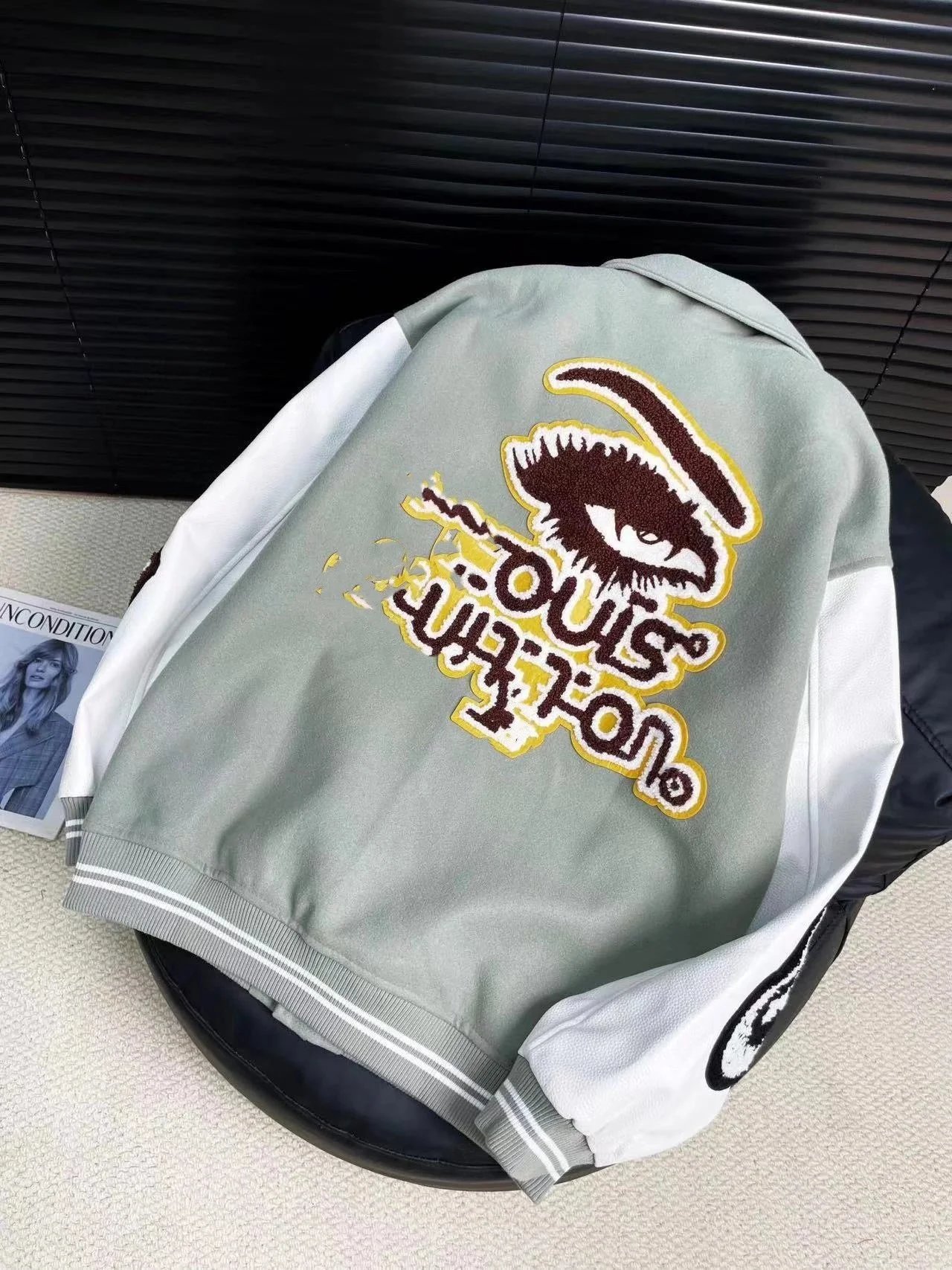 Union Varsity Jacket Emerald Green with Embroidered Logo Outerwear - 6