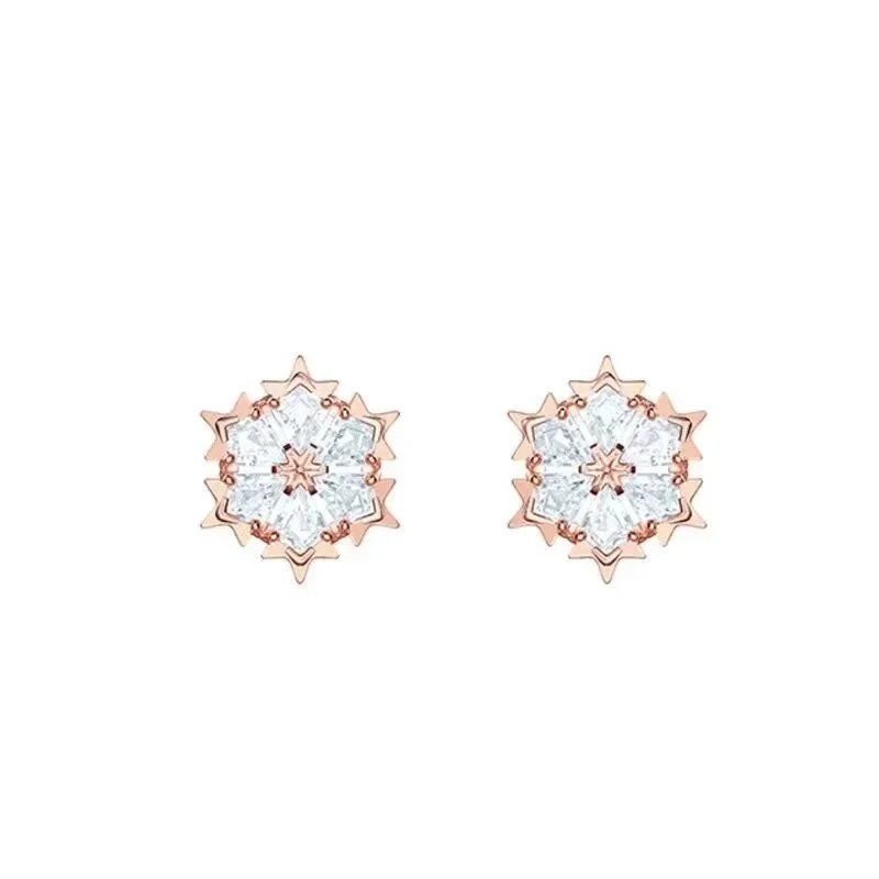 Swarovski Swarovski Snowflake Stud Earrings Rose Gold Rose gold