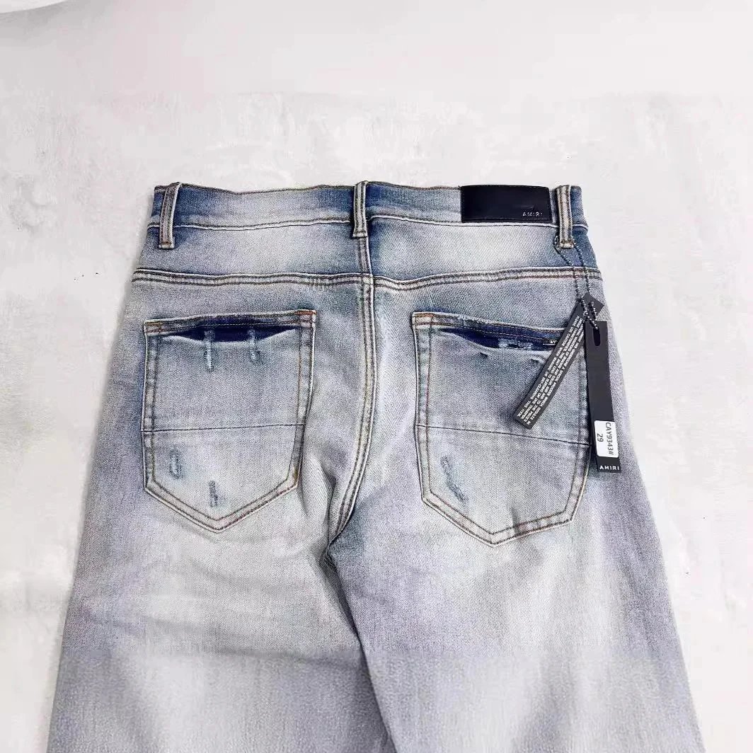 Distressed Light Blue Slim Fit Ripped Jeans