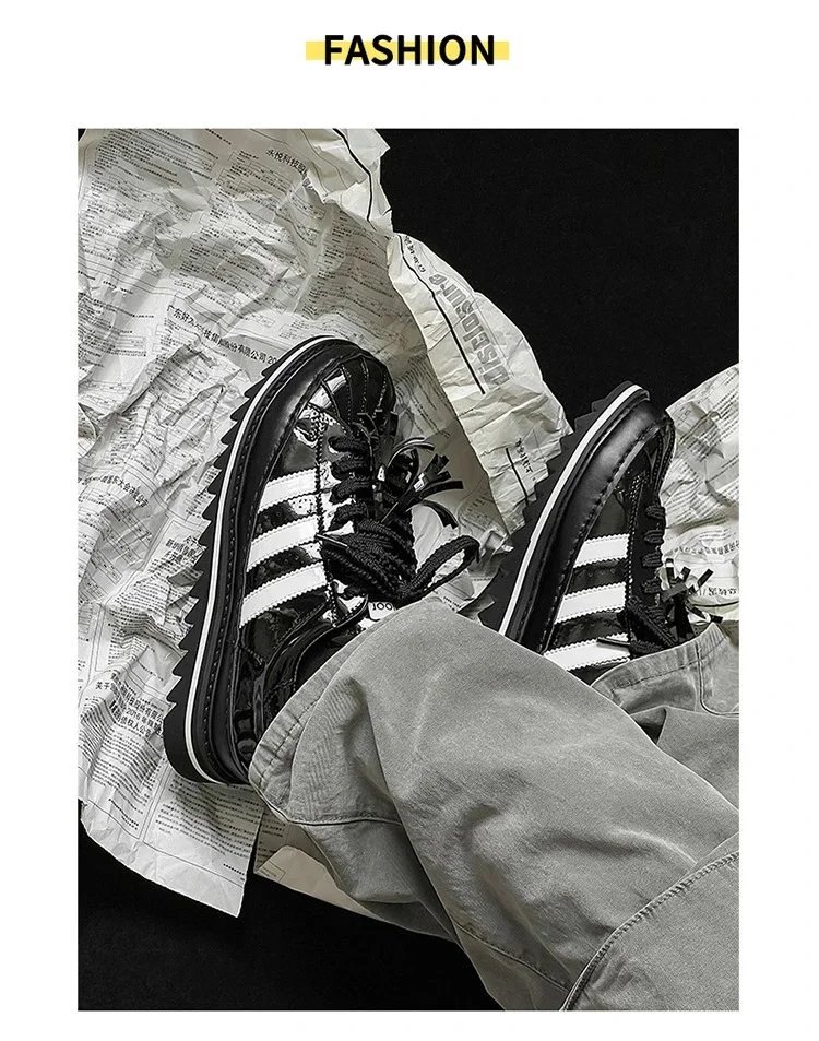 Adidas Originals Superstar Platform Patent Black White Sneakers - 7