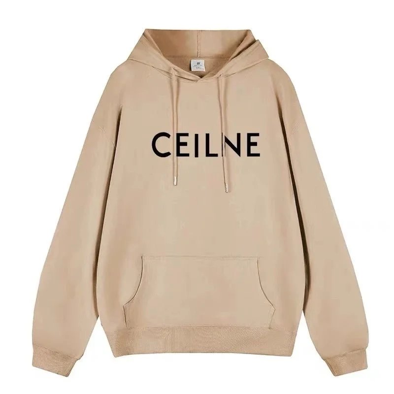 Celine Celine Logo Hoodie in Camel Color Beige