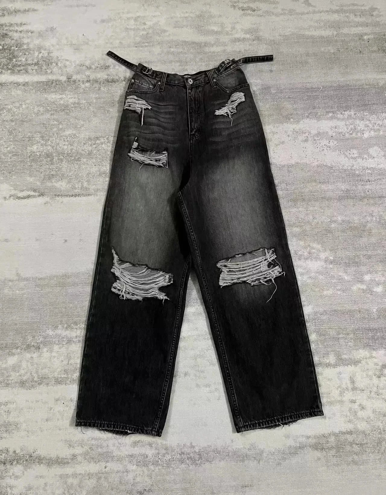 Balenciaga Distressed Wide-Leg
