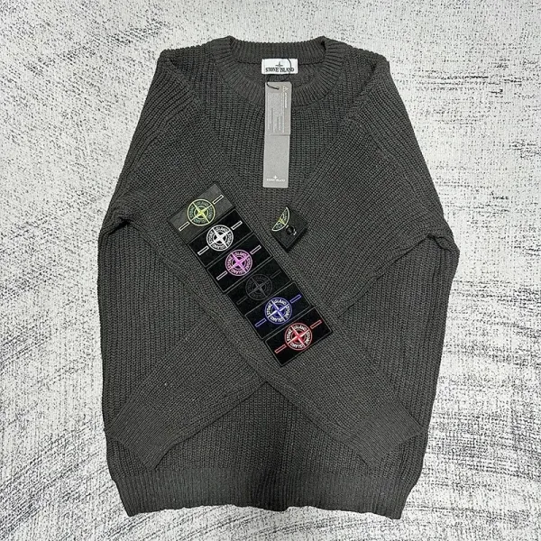 Stone Island Ribbed Knit Sweater Charcoal Gray - 1