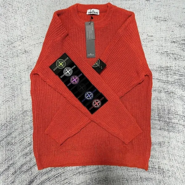 Stone Island Patchwork Knit Sweater Orange - 1