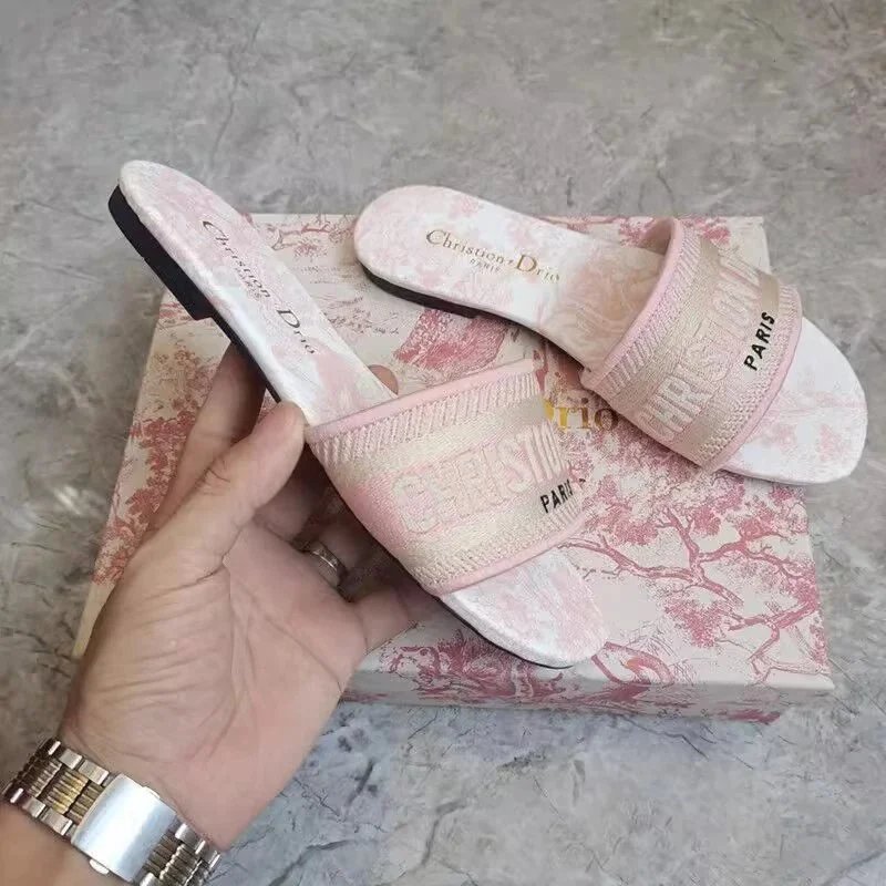 Dior Slippers Dway Embroidered Slide Sandals — 08