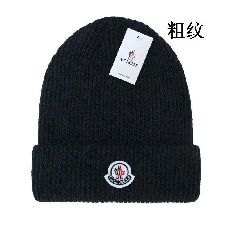 Moncler Black Wool Beanie Hat Black