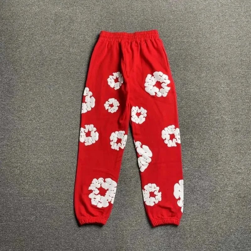 Supreme Box Logo Red Sweatpants with White Cloud Pattern