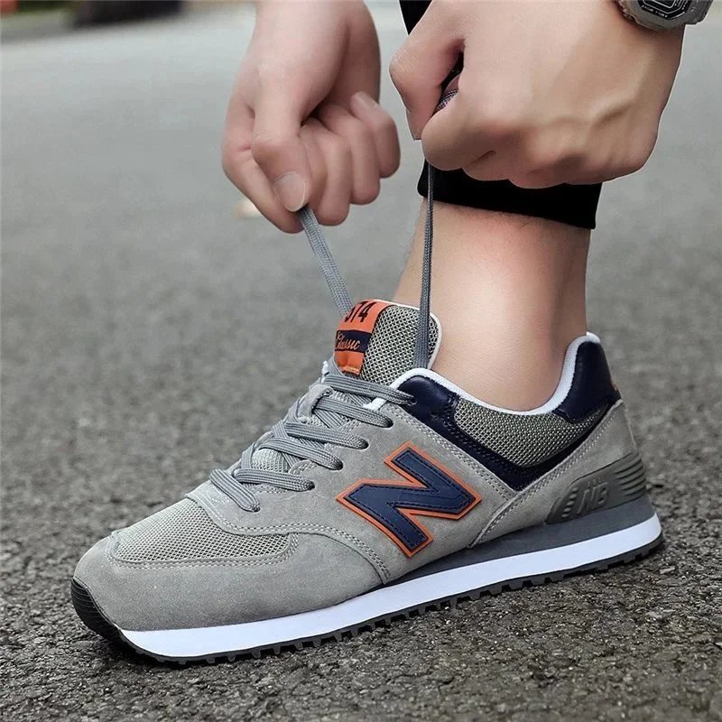 New Balance 574 Beige Navy Classic Sneakers