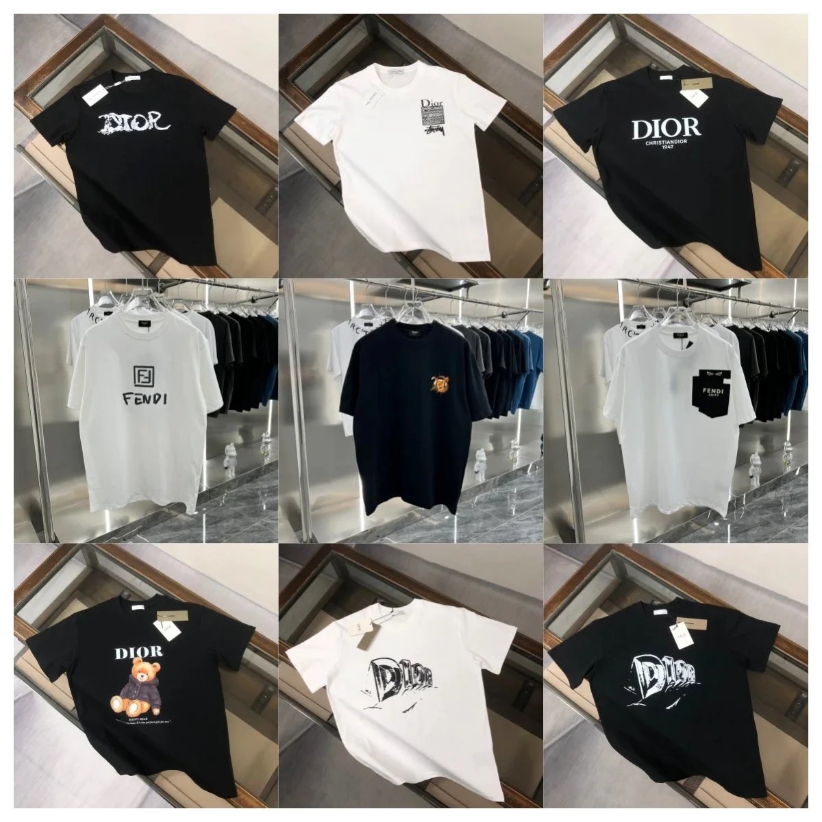Dior & Fendi Logo Graphic T-Shirts - 001623