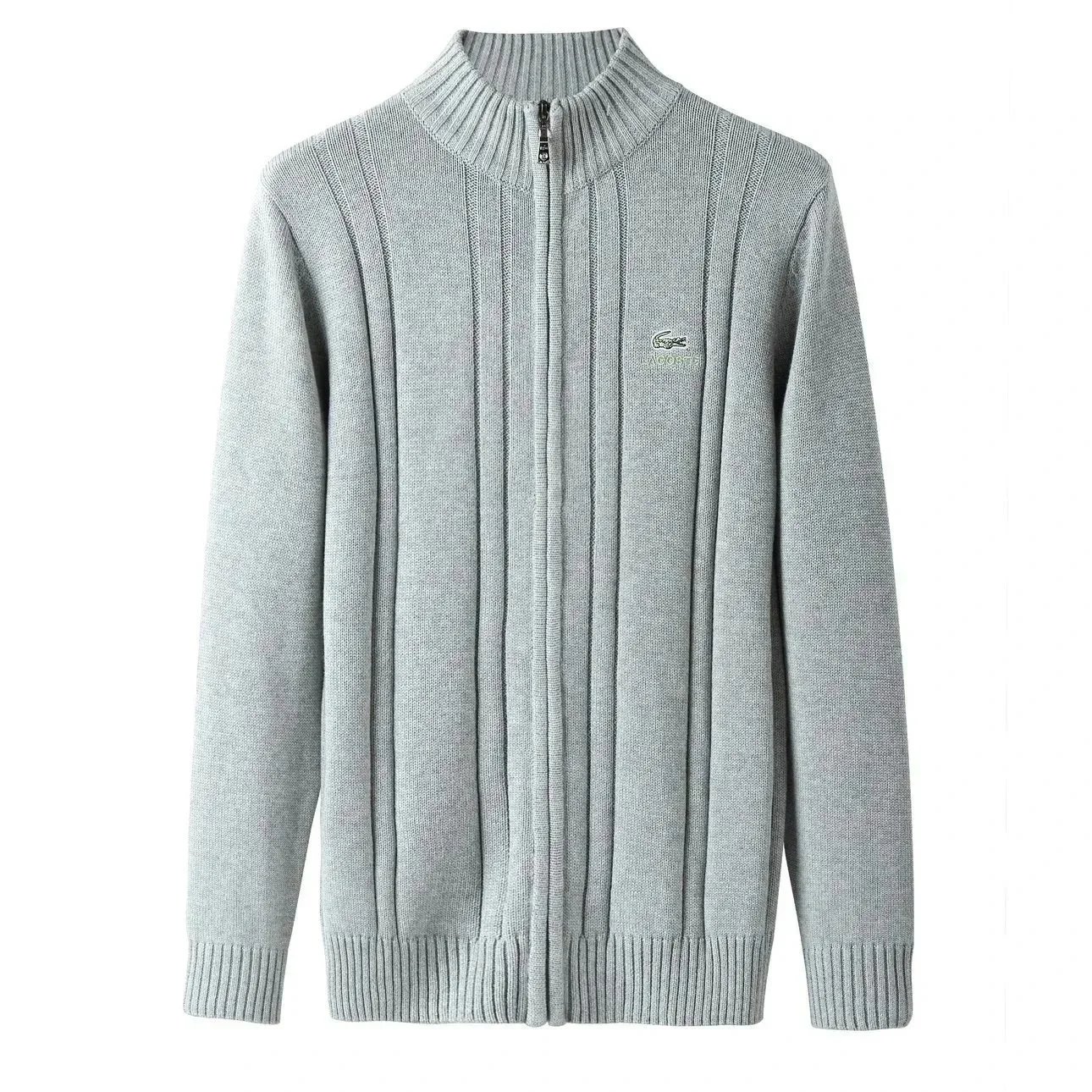 Lacoste Gray V-Neck Sweater Vest and Crewneck Zipper Knit Sweaters