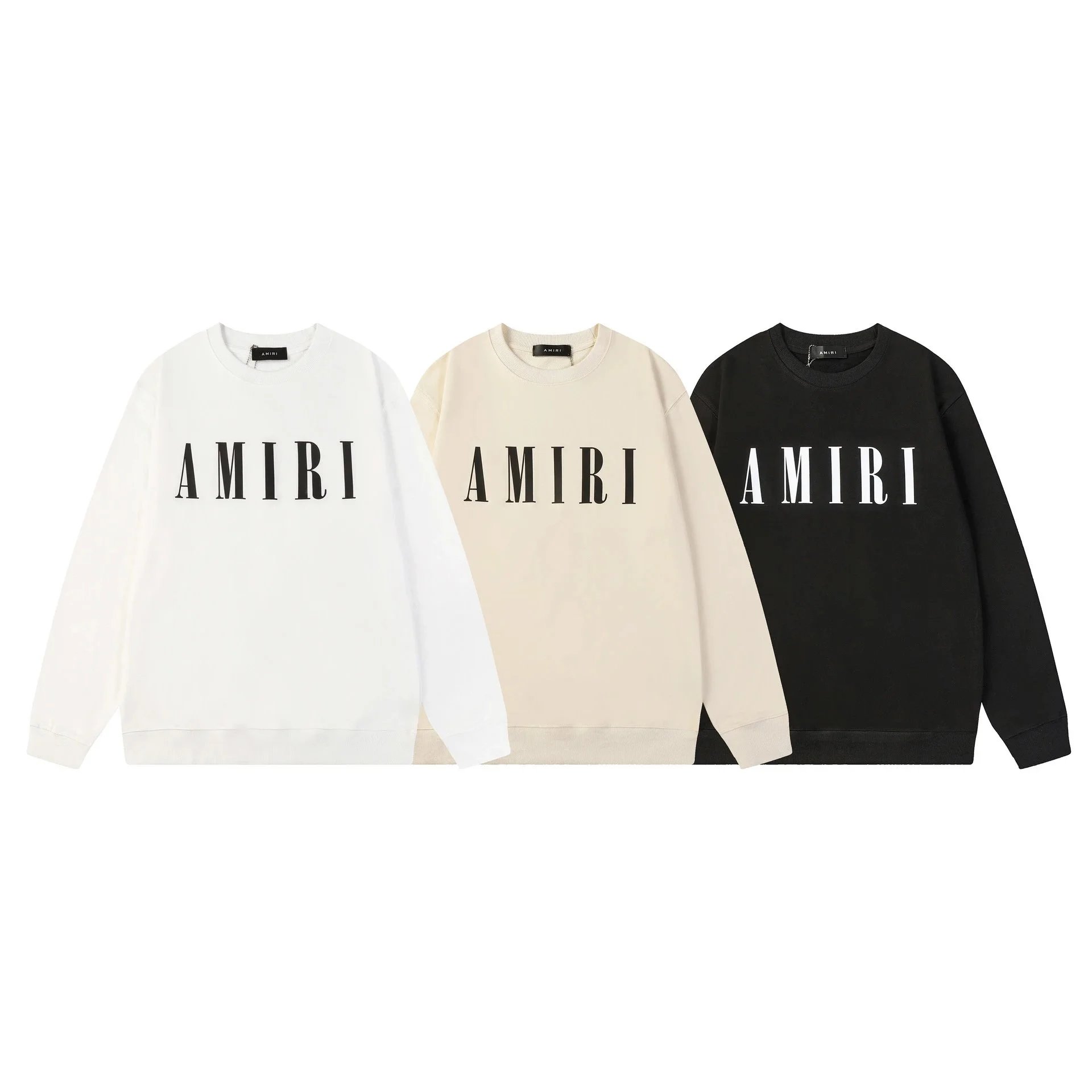 Amiri Graphic Print White Beige Black Crewneck Sweatshirt