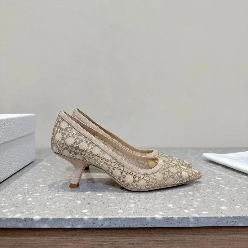 Dior J'Adior Slingback Heels Beige Lace-Embellished Kitten Heels - 3