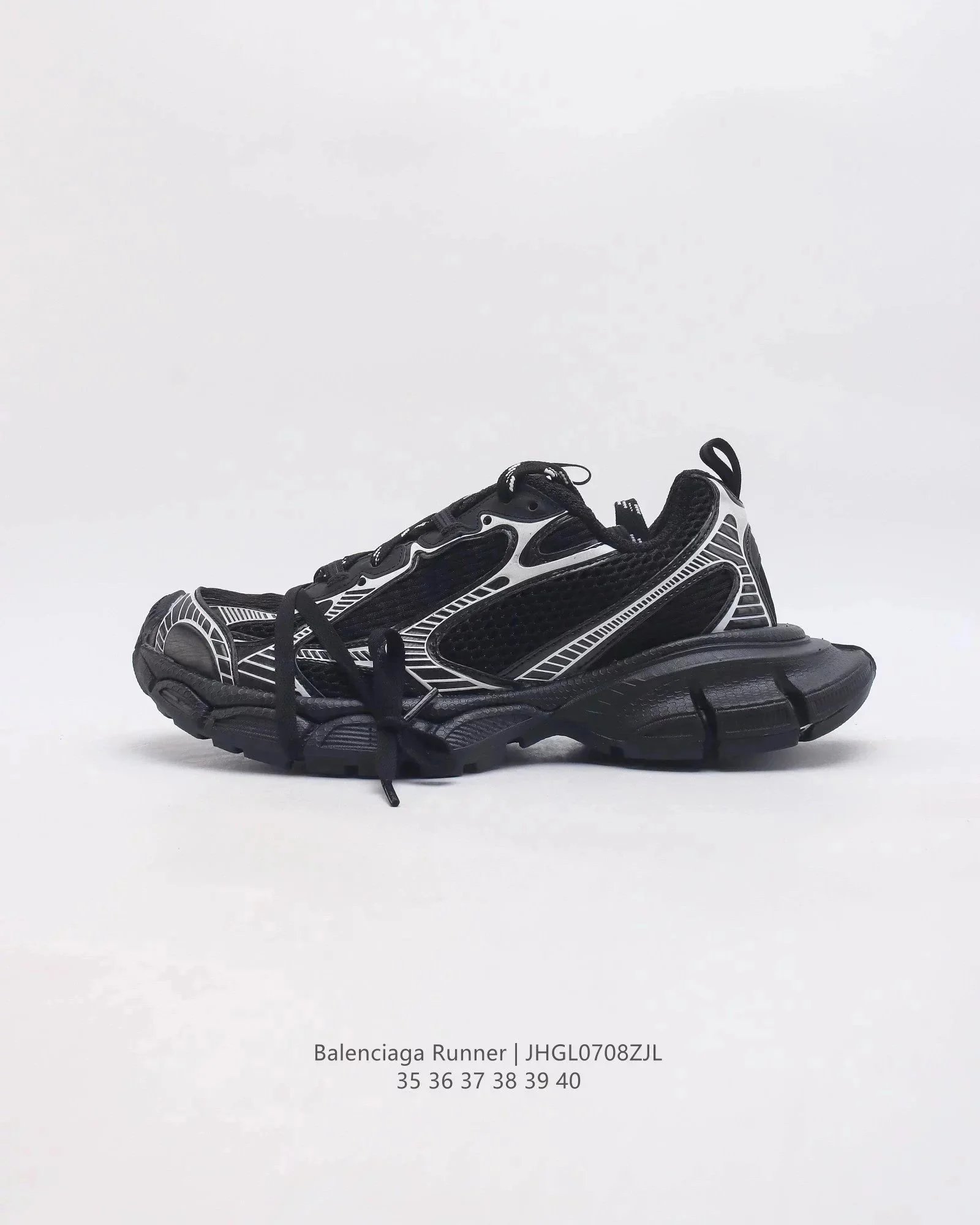 Balenciaga Runner JHGL0708ZJL Black Mesh Sport Sneakers